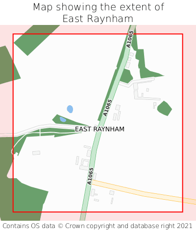 Map showing extent of East Raynham as bounding box