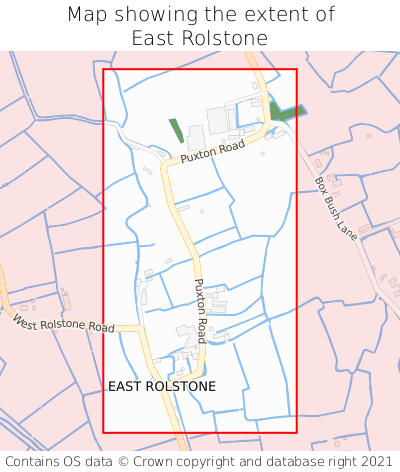 Map showing extent of East Rolstone as bounding box