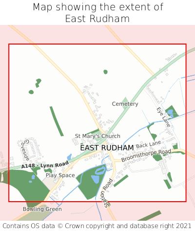 Map showing extent of East Rudham as bounding box
