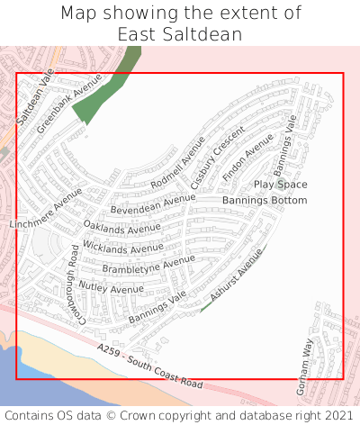 Map showing extent of East Saltdean as bounding box