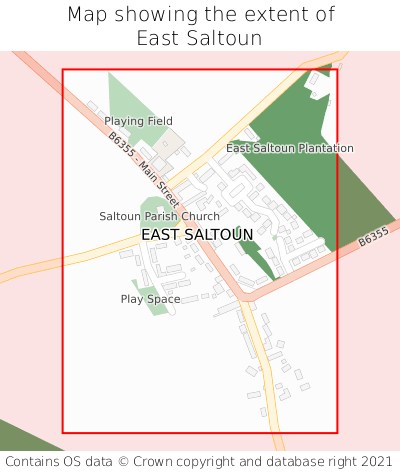 Map showing extent of East Saltoun as bounding box