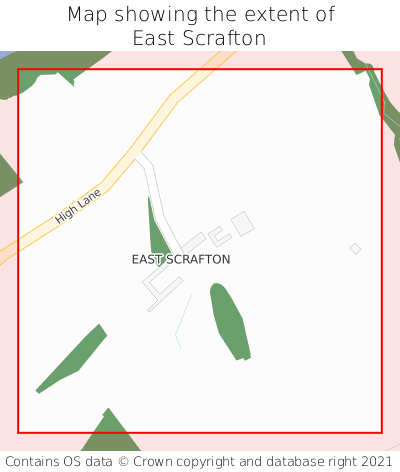 Map showing extent of East Scrafton as bounding box