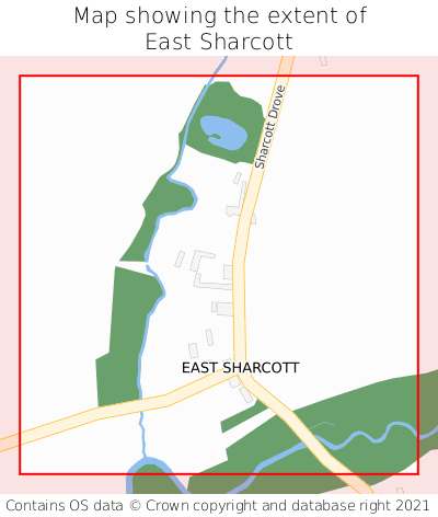Map showing extent of East Sharcott as bounding box