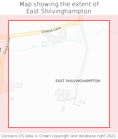 Map showing extent of East Shilvinghampton as bounding box