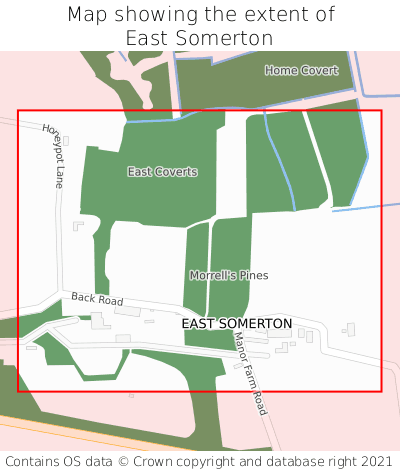 Map showing extent of East Somerton as bounding box