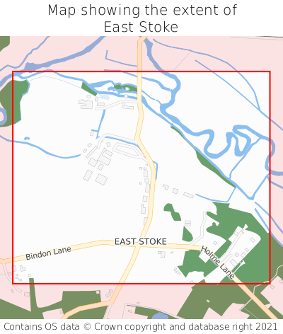 Map showing extent of East Stoke as bounding box