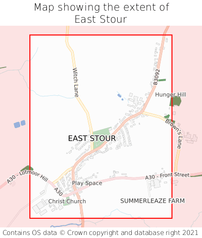 Map showing extent of East Stour as bounding box
