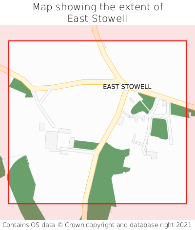 Map showing extent of East Stowell as bounding box