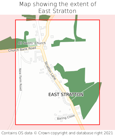 Map showing extent of East Stratton as bounding box