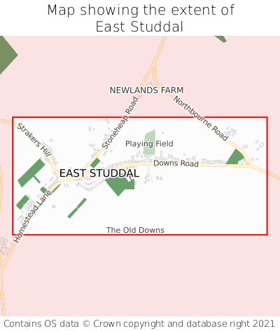 Map showing extent of East Studdal as bounding box