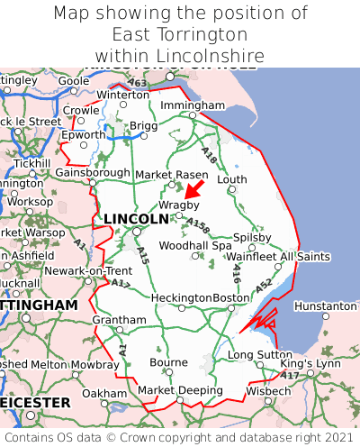 Map showing location of East Torrington within Lincolnshire