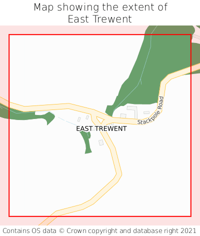 Map showing extent of East Trewent as bounding box