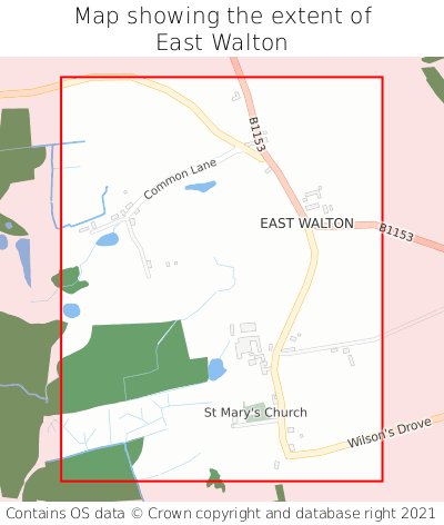 Map showing extent of East Walton as bounding box