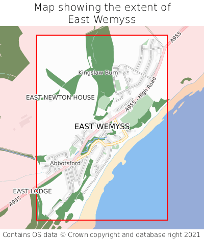 Map showing extent of East Wemyss as bounding box