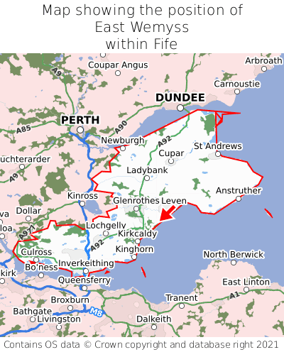 Map showing location of East Wemyss within Fife