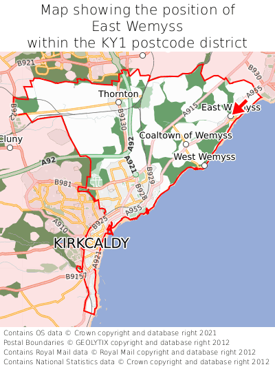 Map showing location of East Wemyss within KY1