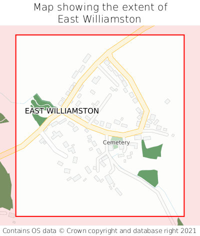 Map showing extent of East Williamston as bounding box