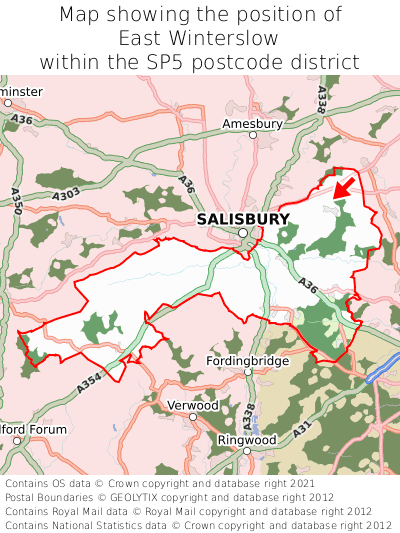 Map showing location of East Winterslow within SP5