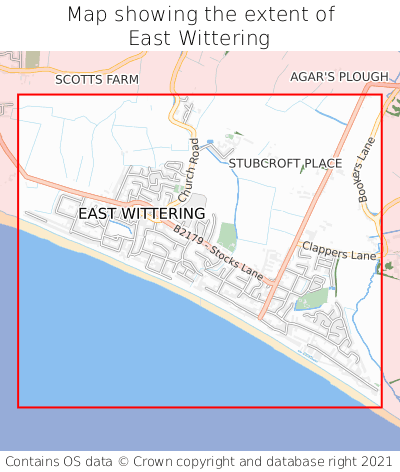 Map showing extent of East Wittering as bounding box