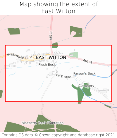 Map showing extent of East Witton as bounding box