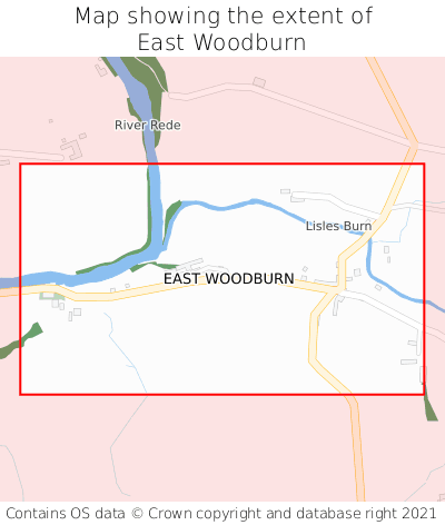 Map showing extent of East Woodburn as bounding box