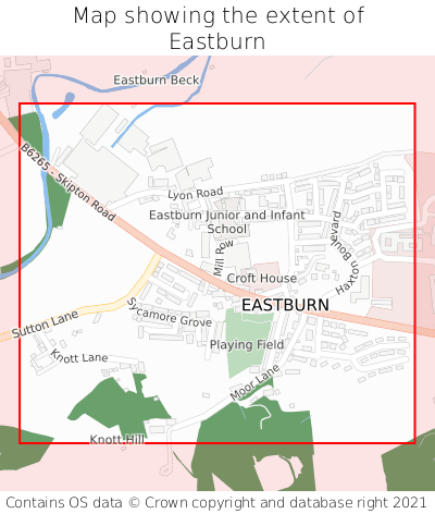 Map showing extent of Eastburn as bounding box