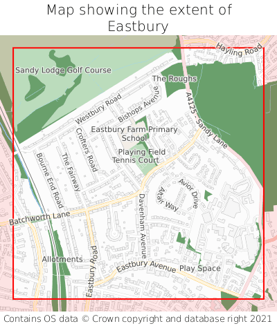 Map showing extent of Eastbury as bounding box