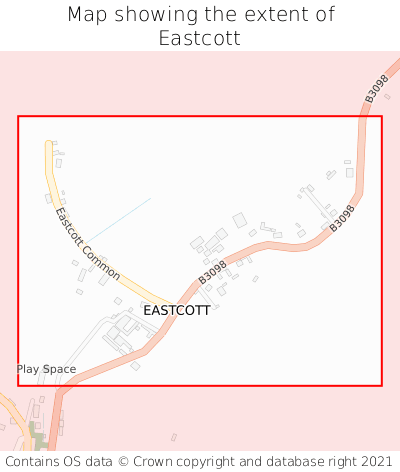 Map showing extent of Eastcott as bounding box