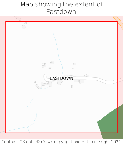 Map showing extent of Eastdown as bounding box