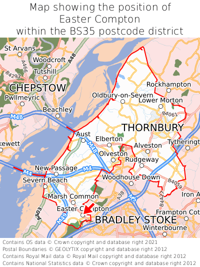 Map showing location of Easter Compton within BS35