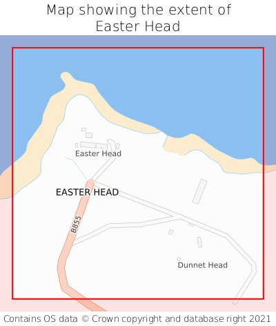 Map showing extent of Easter Head as bounding box