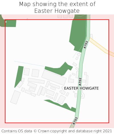 Map showing extent of Easter Howgate as bounding box