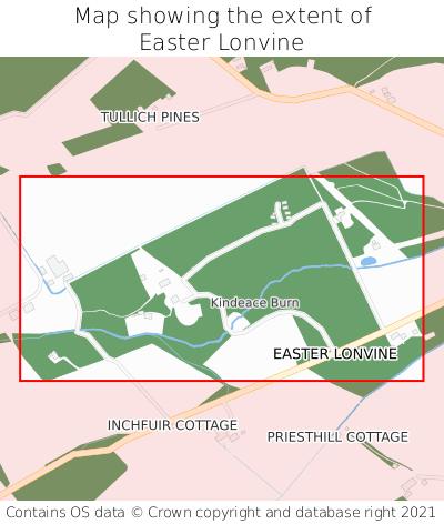 Map showing extent of Easter Lonvine as bounding box