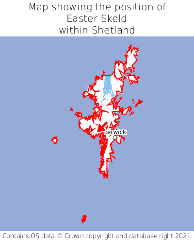 Map showing location of Easter Skeld within Shetland