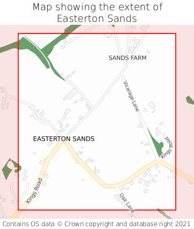 Map showing extent of Easterton Sands as bounding box