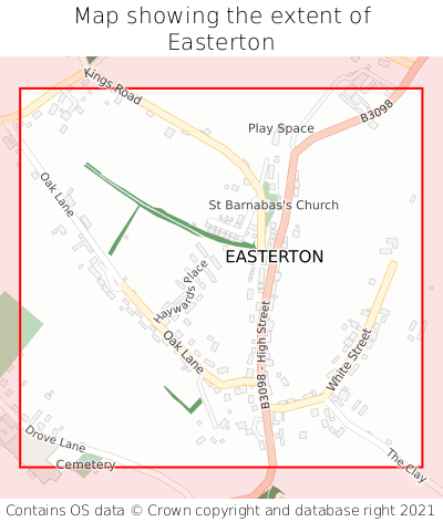 Map showing extent of Easterton as bounding box