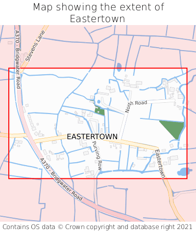 Map showing extent of Eastertown as bounding box