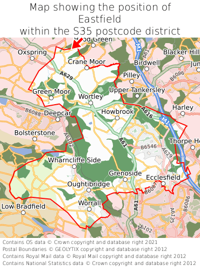 Map showing location of Eastfield within S35