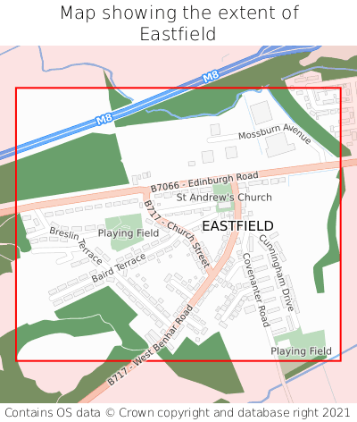 Map showing extent of Eastfield as bounding box