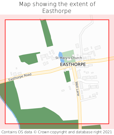 Map showing extent of Easthorpe as bounding box