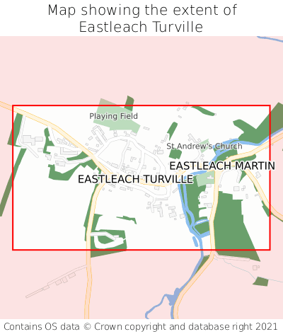 Map showing extent of Eastleach Turville as bounding box