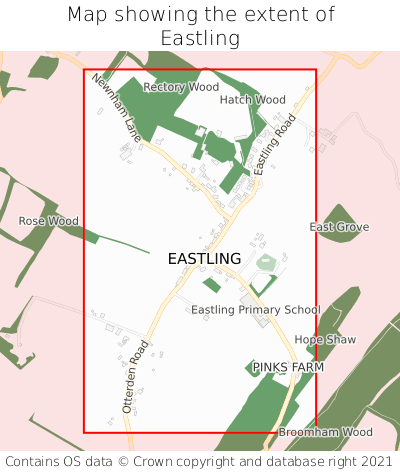 Map showing extent of Eastling as bounding box