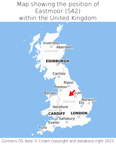 Map showing location of Eastmoor within the UK