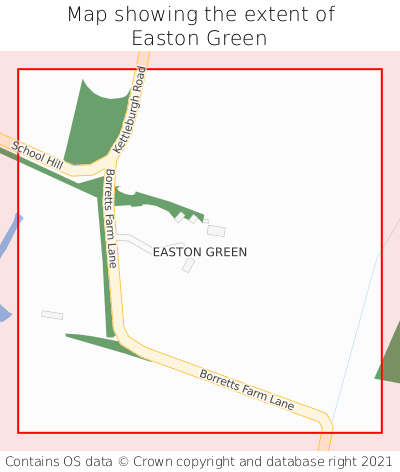 Map showing extent of Easton Green as bounding box