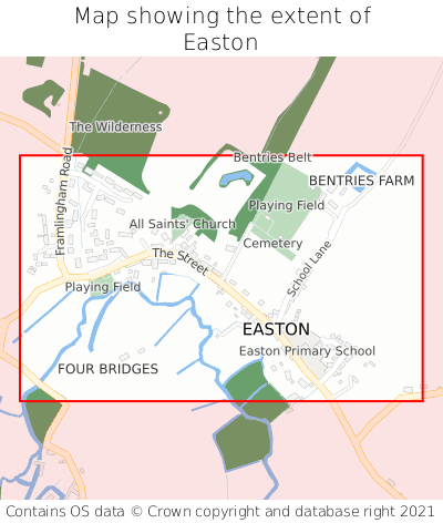 Map showing extent of Easton as bounding box