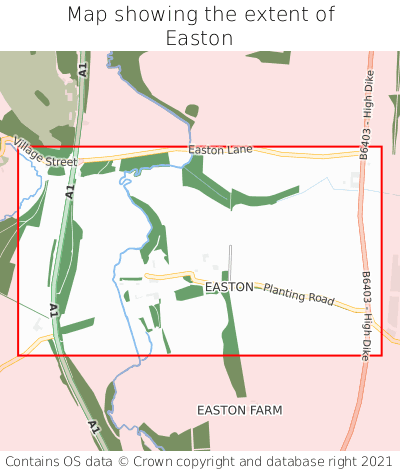 Map showing extent of Easton as bounding box