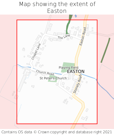 Map showing extent of Easton as bounding box