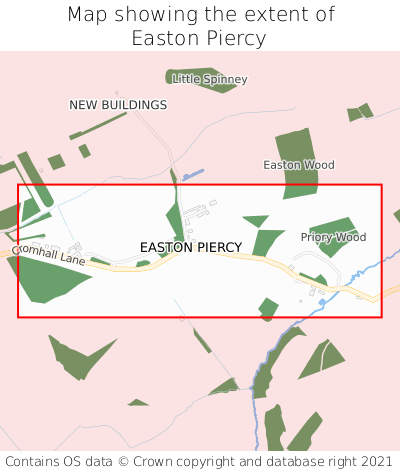 Map showing extent of Easton Piercy as bounding box
