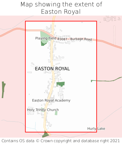 Map showing extent of Easton Royal as bounding box