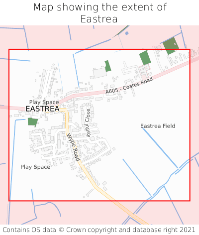 Map showing extent of Eastrea as bounding box